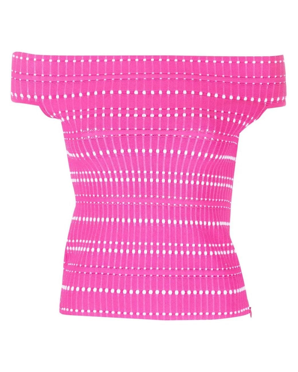 Alexander McQueen Pink Open-Knit Off-Shoulder Top