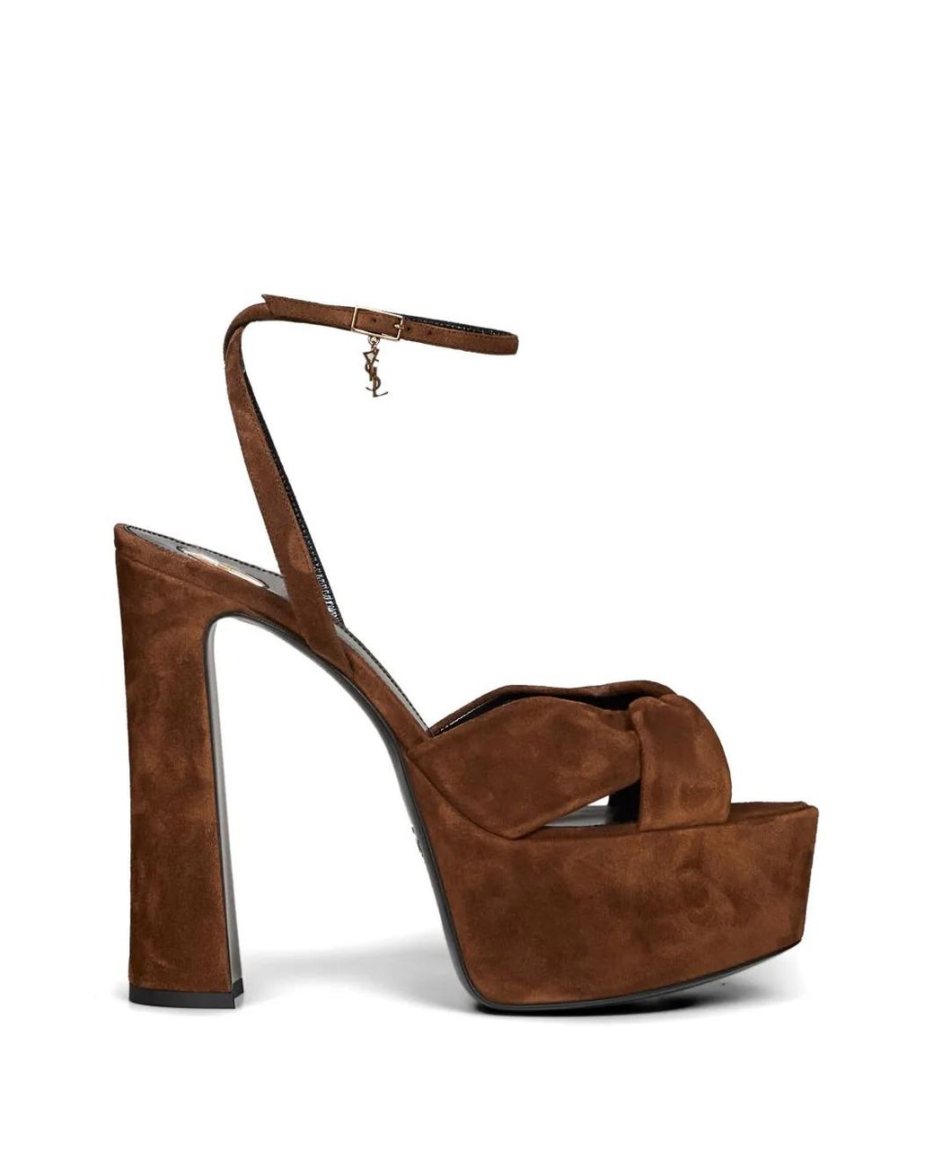 Saint Laurent White Cassandre-Charm Cross-Over Sandals