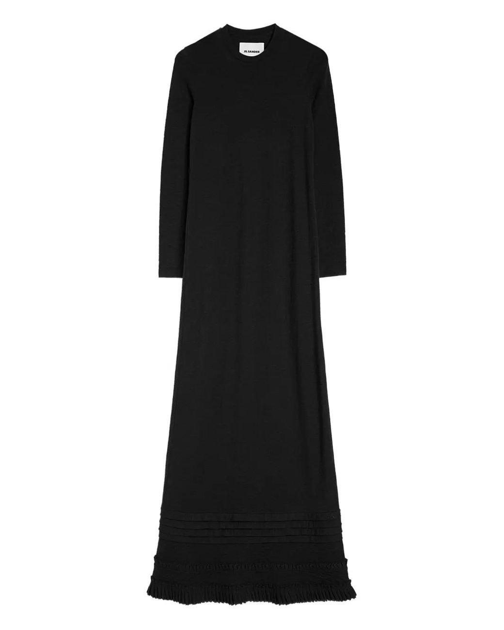 Jil Sander Black Ruffle-Detail Maxi Dress
