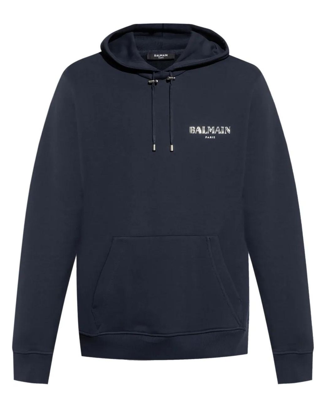 Balmain Blue Logo-Graphic Drawstring Hoodie for men