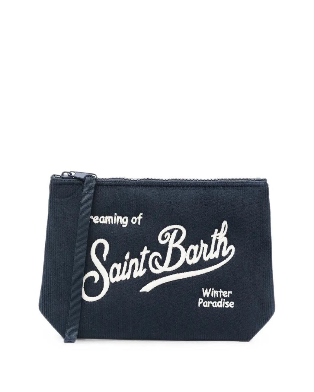 Mc2 Saint Barth Blue Aline Logo-Embroidered Cluthc Bag