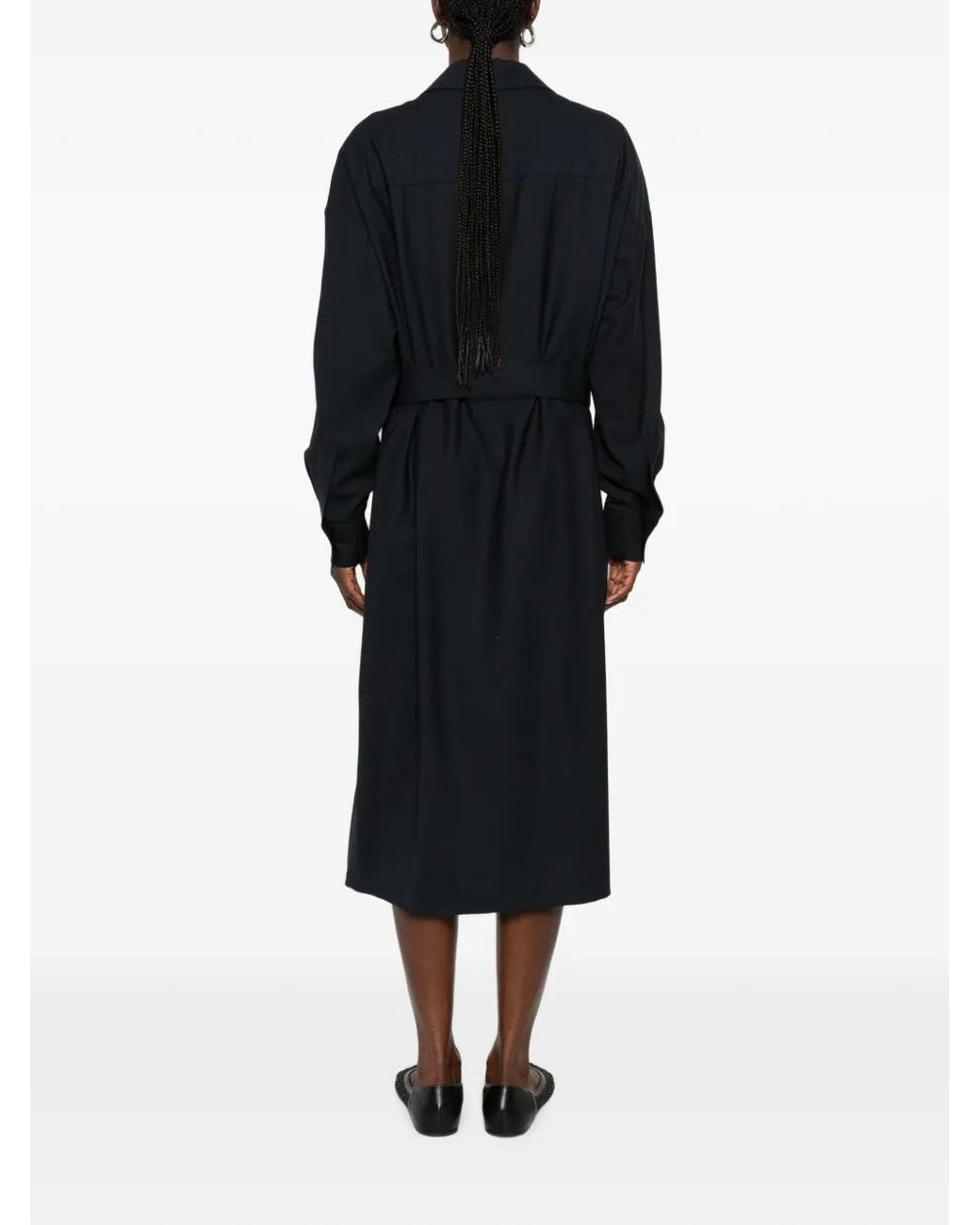 Fabiana Filippi Black Robe Mi-Longue À Taille Ceinturée Et Poches