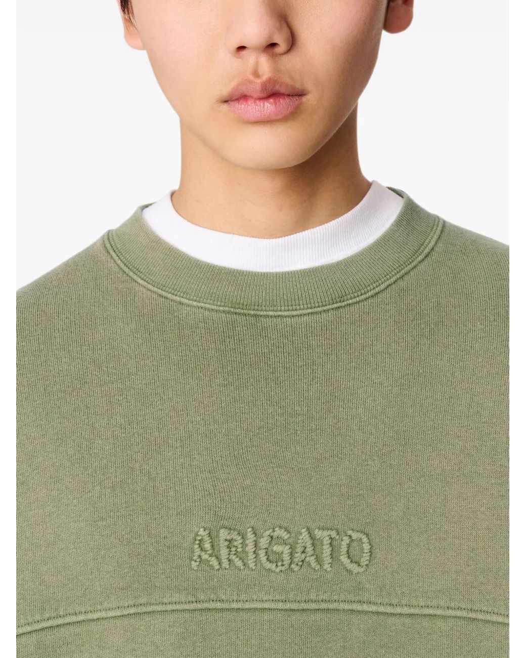 Axel Arigato Green Gens Logo-Embroidered Washed Sweater for men