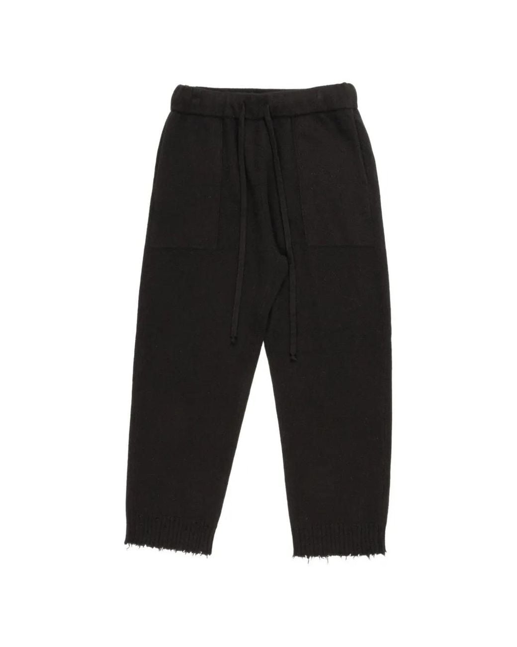 Uma Wang Black Raw-Hem Track Pants