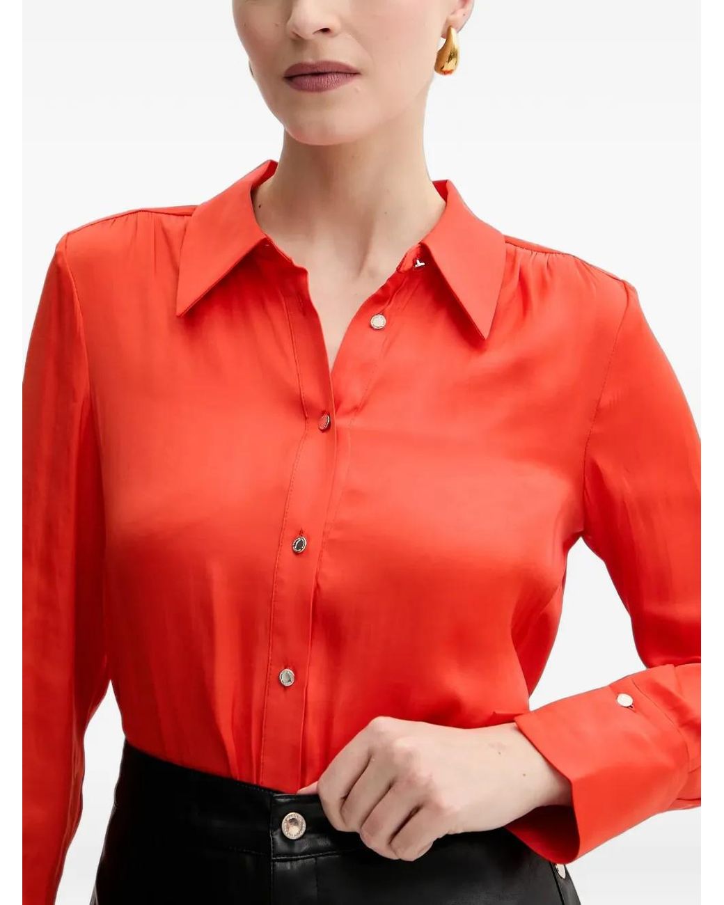Morgan Red Button-Up Shirt