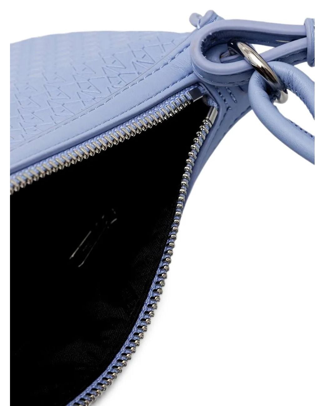 ARMANI EXCHANGE Blue Mini Monogram-Embossed Braided-Handle Shoulder Bag
