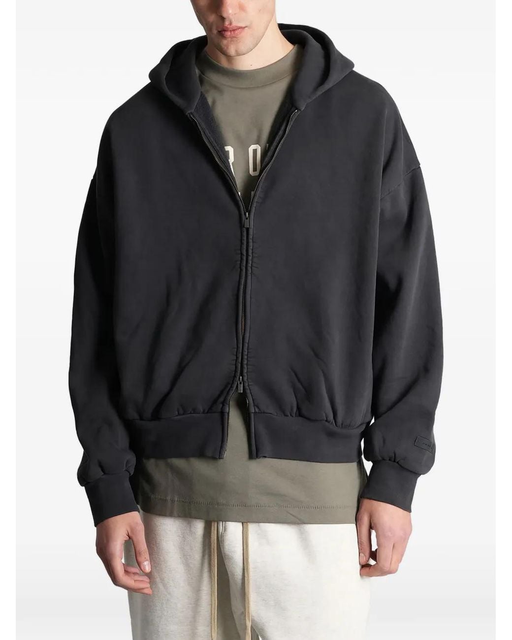 Fear Of God Black Double-Zip Long-Sleeve Hoodie for men
