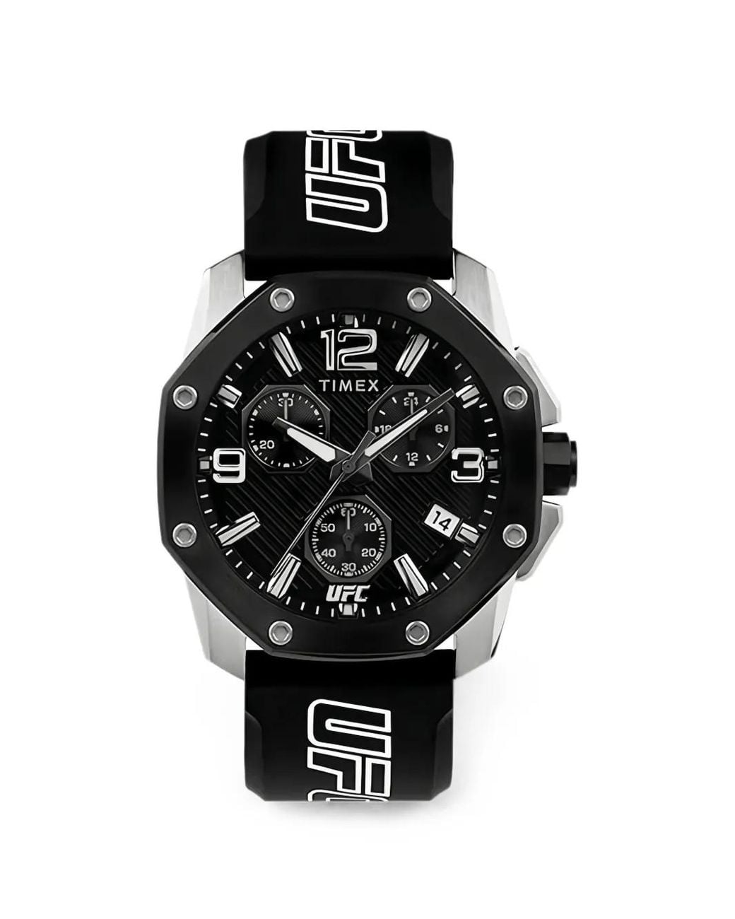 Timex Black Ufc Icon Chronograph 45Mm Watch for men