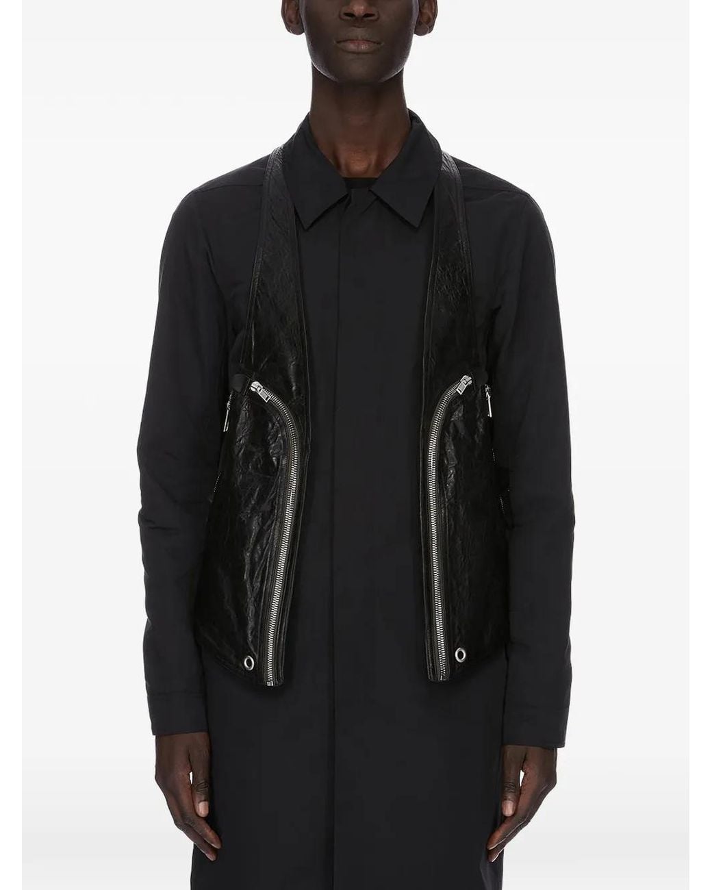 Rick Owens White Débardeur En Cuir À Fermeture Zippée for men