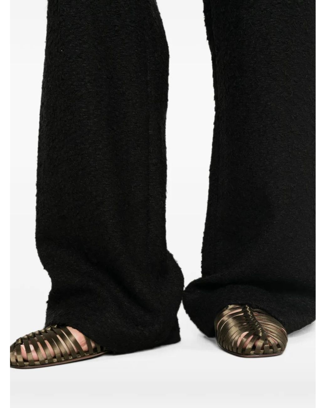 Magda Butrym Black Bouclé-Knit Wide-Leg Trousers