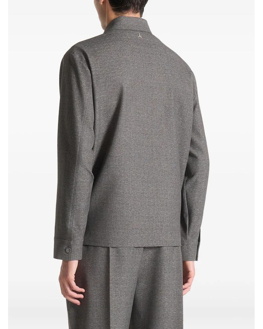 Manière De Voir Gray Leo Textured Tailored Shirt for men