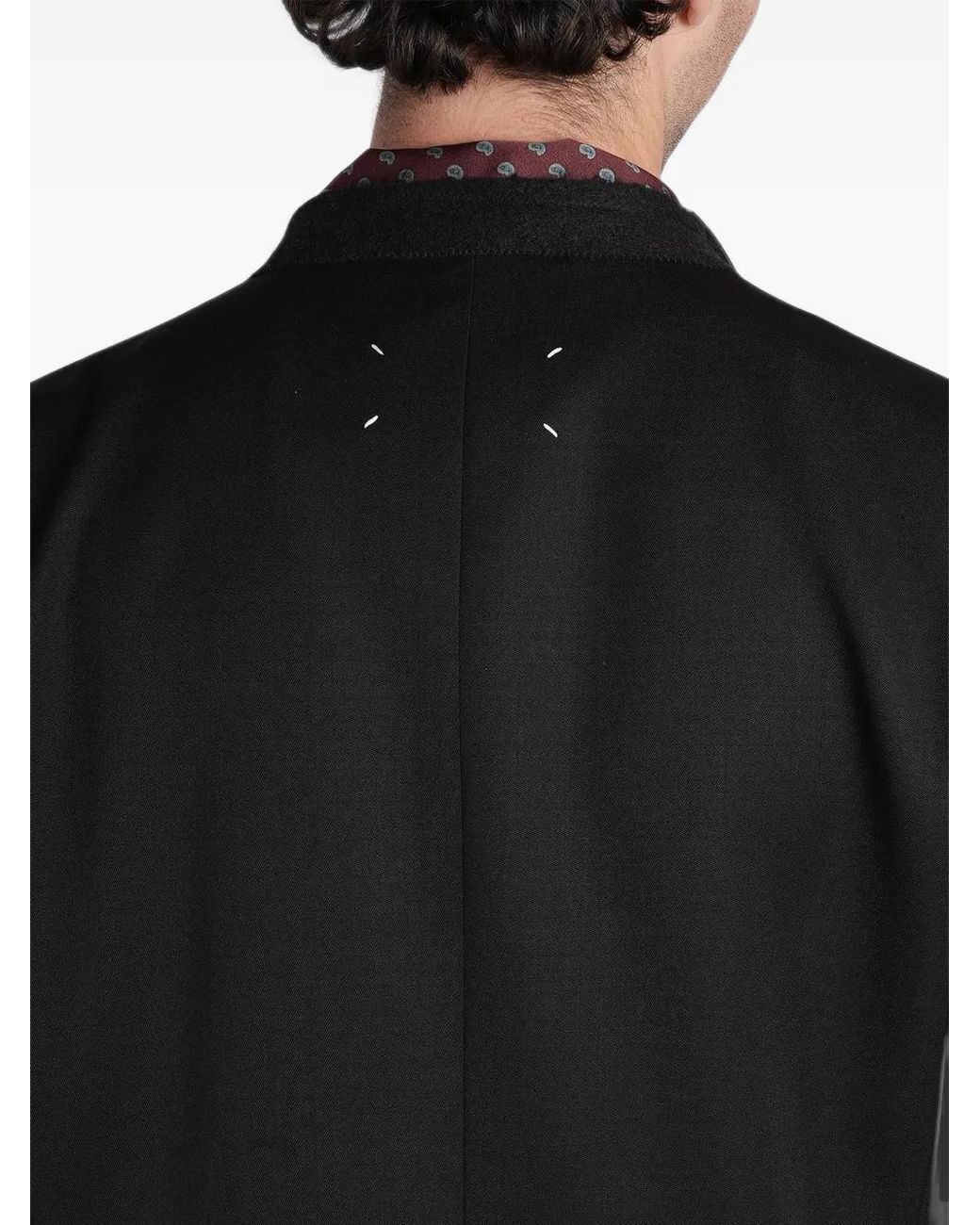 Maison Margiela Black Four-Stitch Satin-Lapel Coat for men