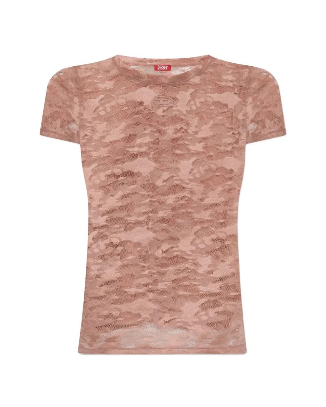 DIESEL Pink Camo Lace-Patterned T-Shirt