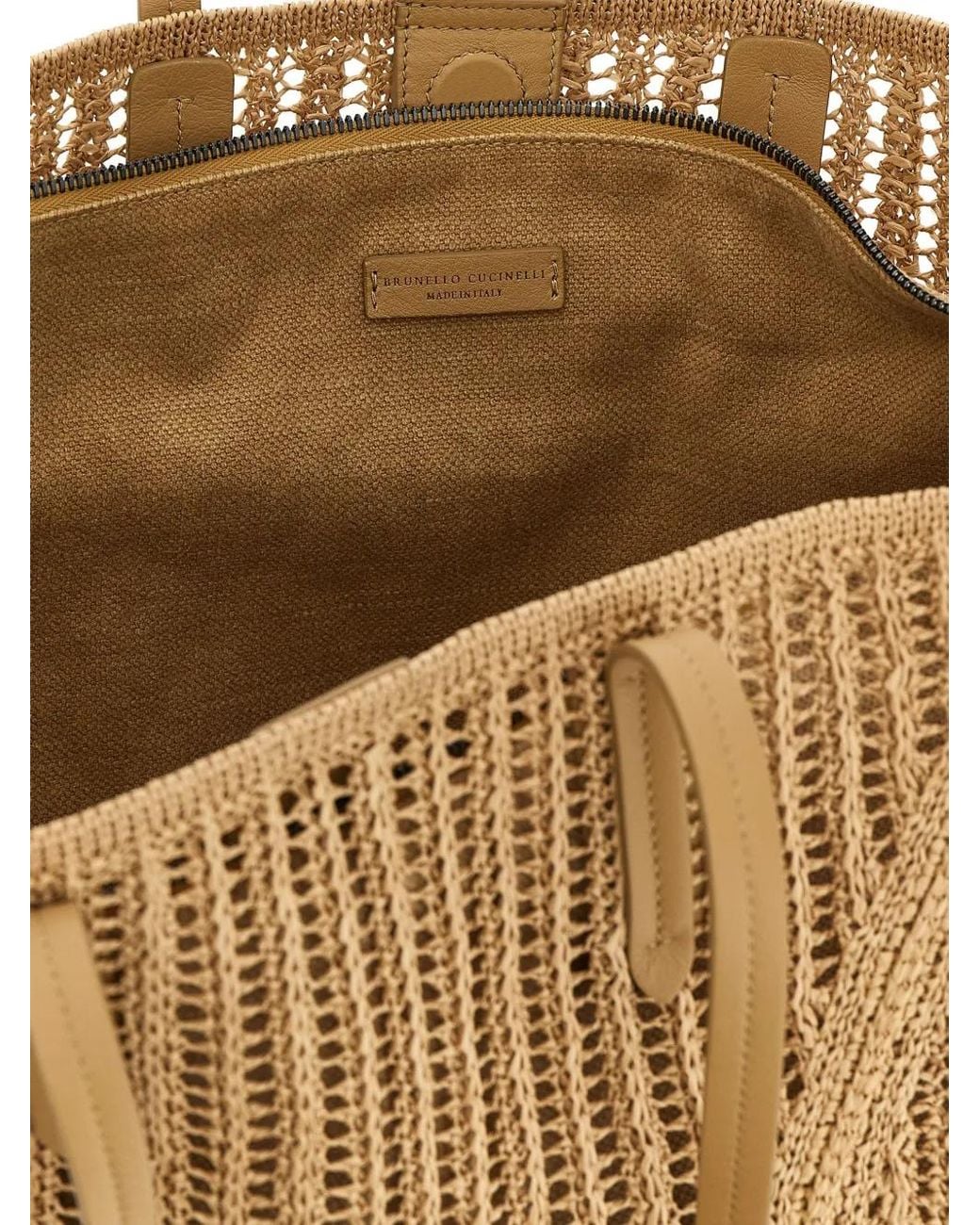 Brunello Cucinelli Natural Large Woven Raffia Tote Bag