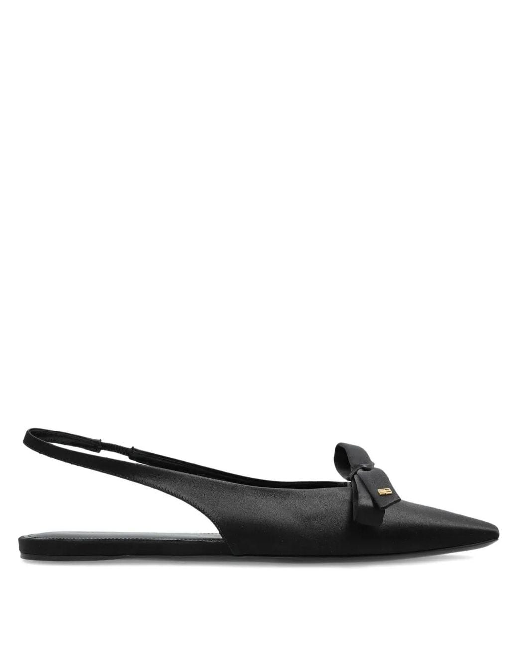 Balenciaga Black Bow Slingback Flat Pumps