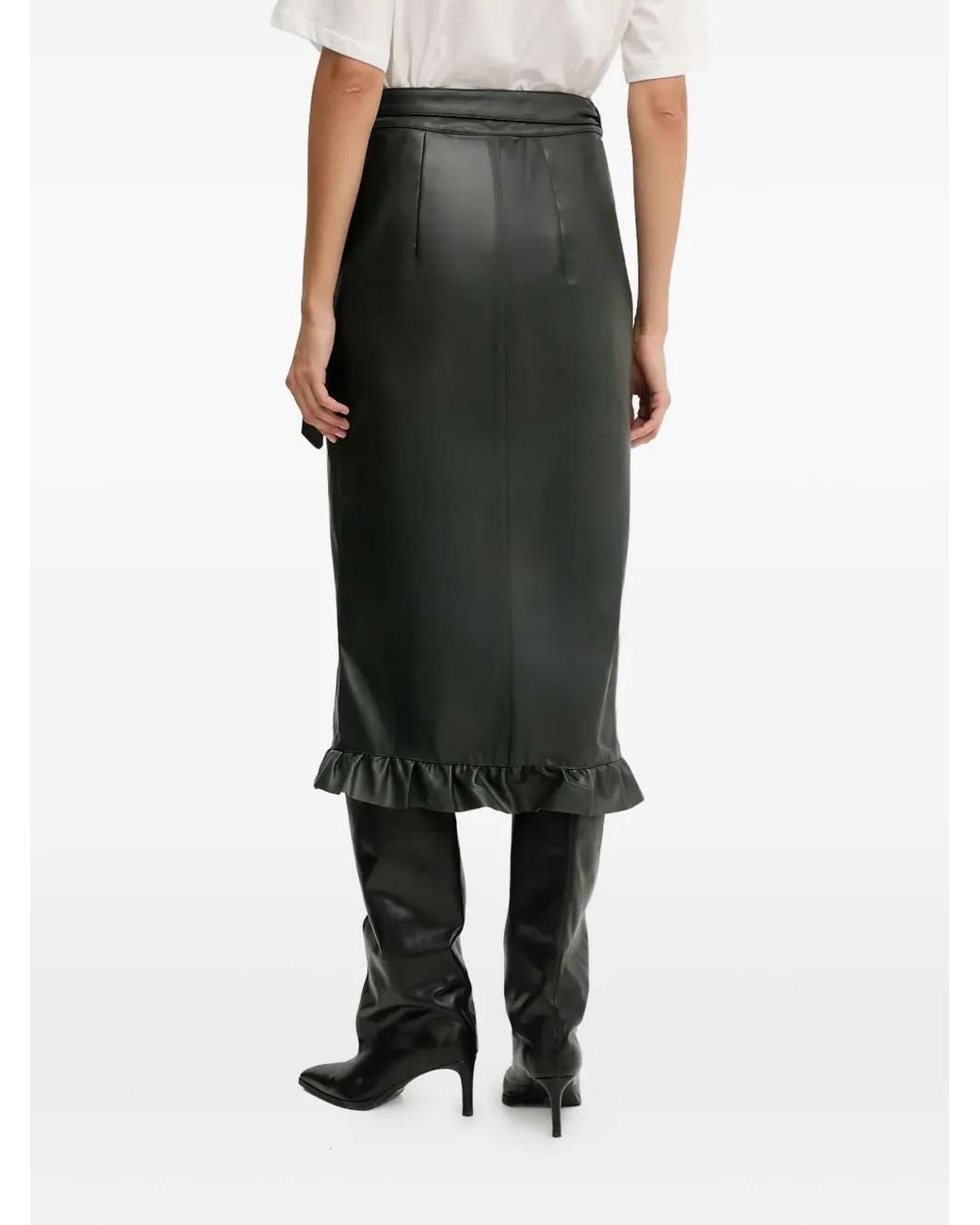 Never Fully Dressed Black Ruffled Wrap Midi Skirt
