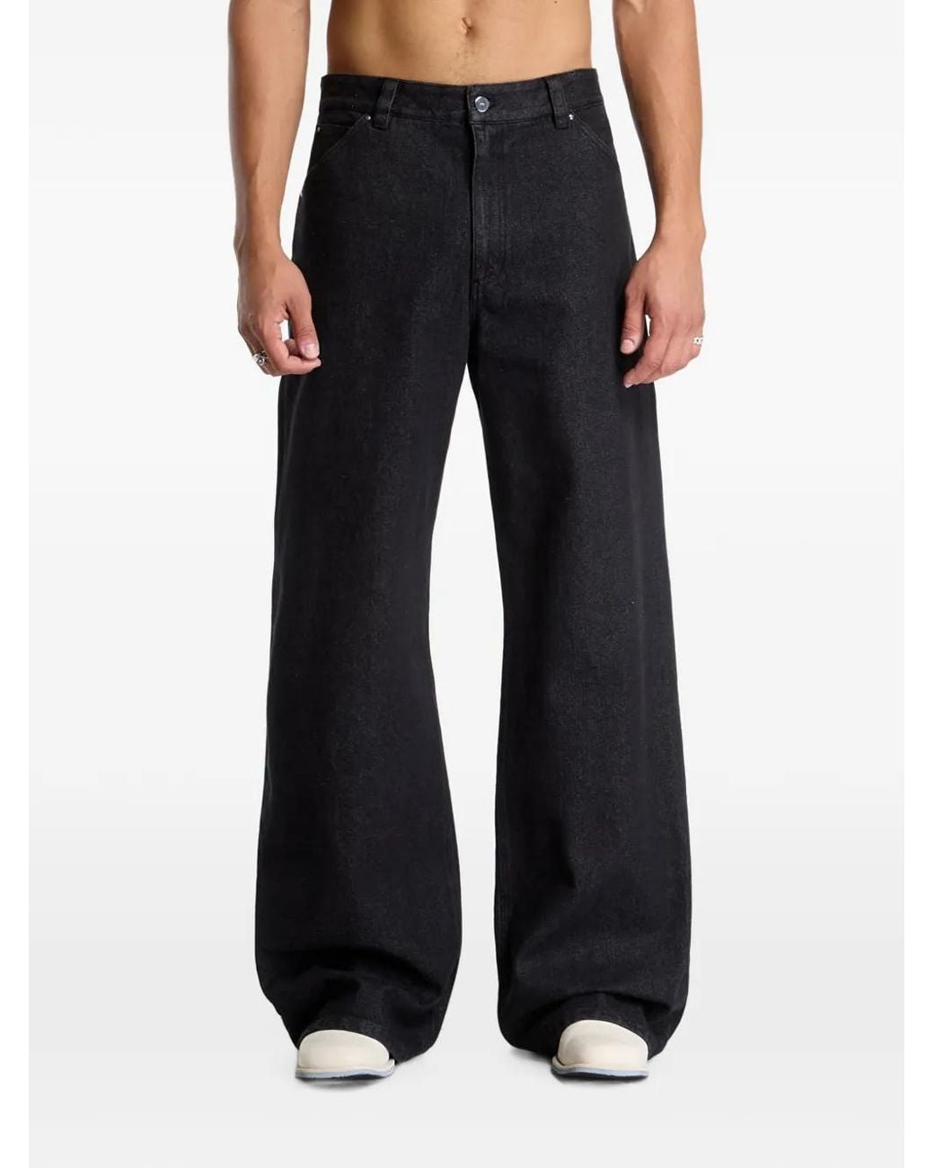 HELIOT EMIL Black Uniform Wide-Leg Jeans for men