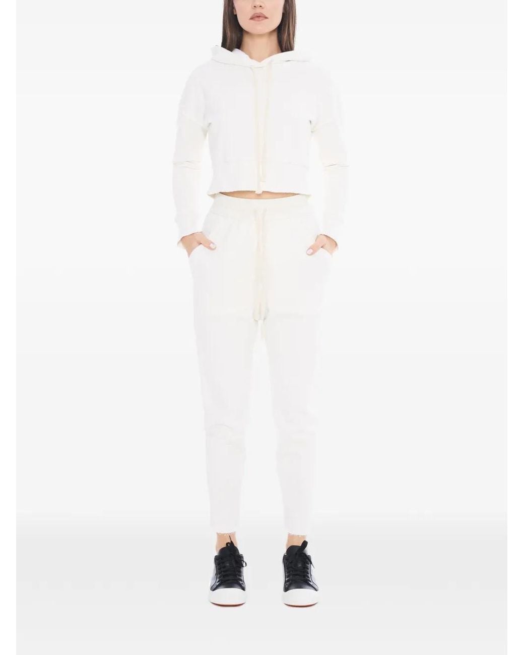 Tessitura Body Couture White Cropped Hoodie