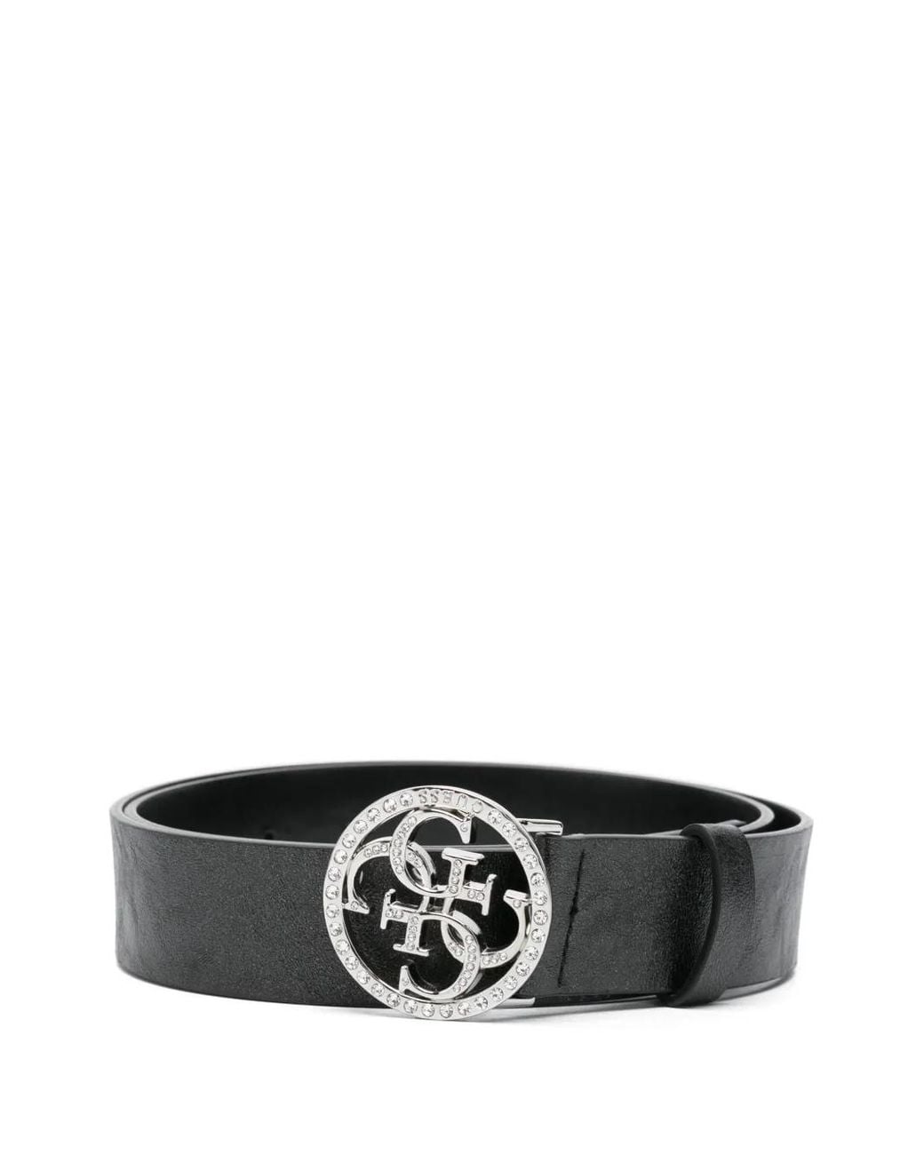 Guess White Logo-Buckle Belt