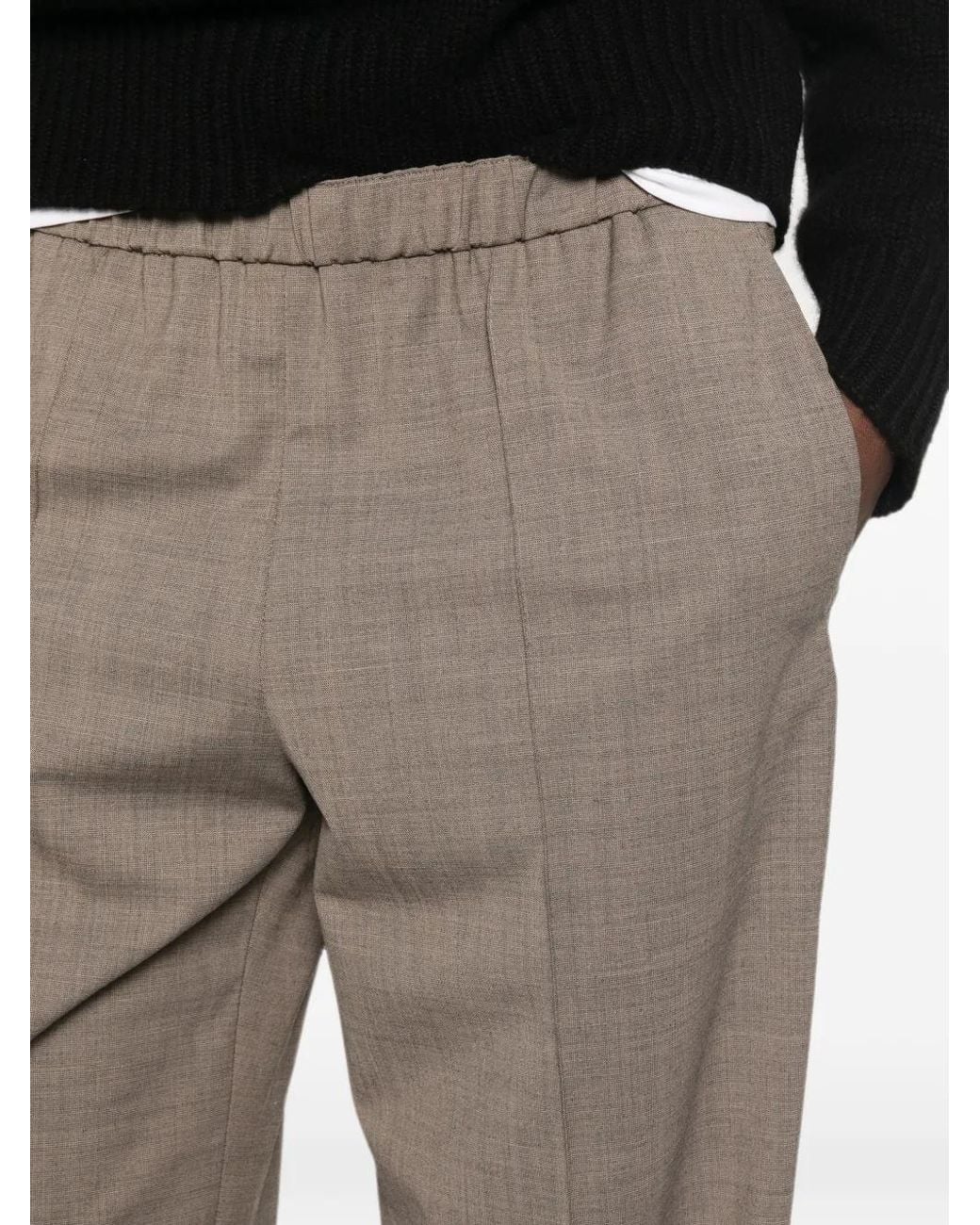 Fabiana Filippi Gray Elasticated-Waistband Pressed-Crease Trousers