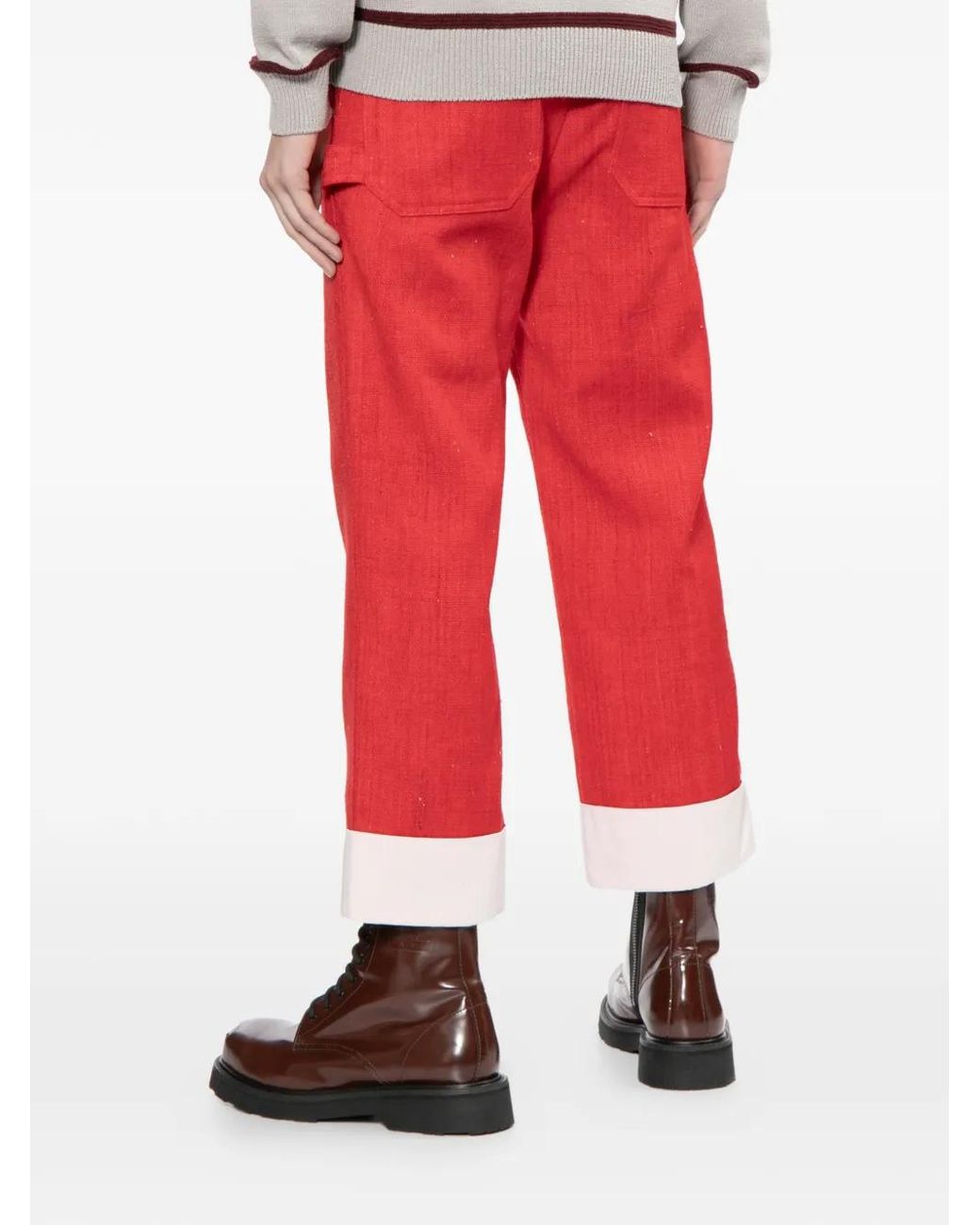 Junya Watanabe Red Cuffed Trousers for men