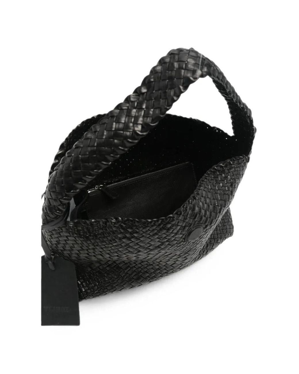 IBELIV Black Aura Woven-Leather Tote Bag