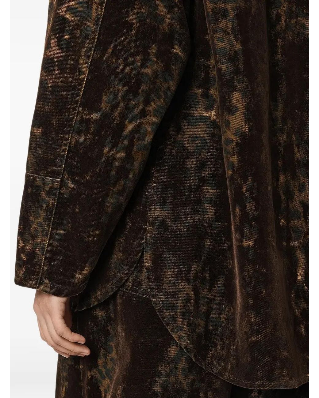 AllSaints Black Leopard-Print Denim Shirt