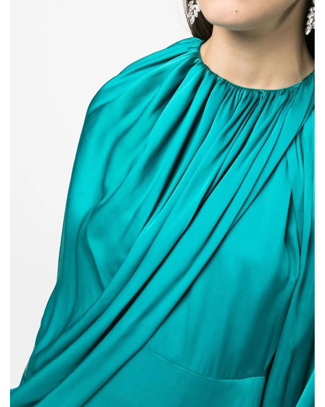 Colville Blue Draped-Detail Silk Dress