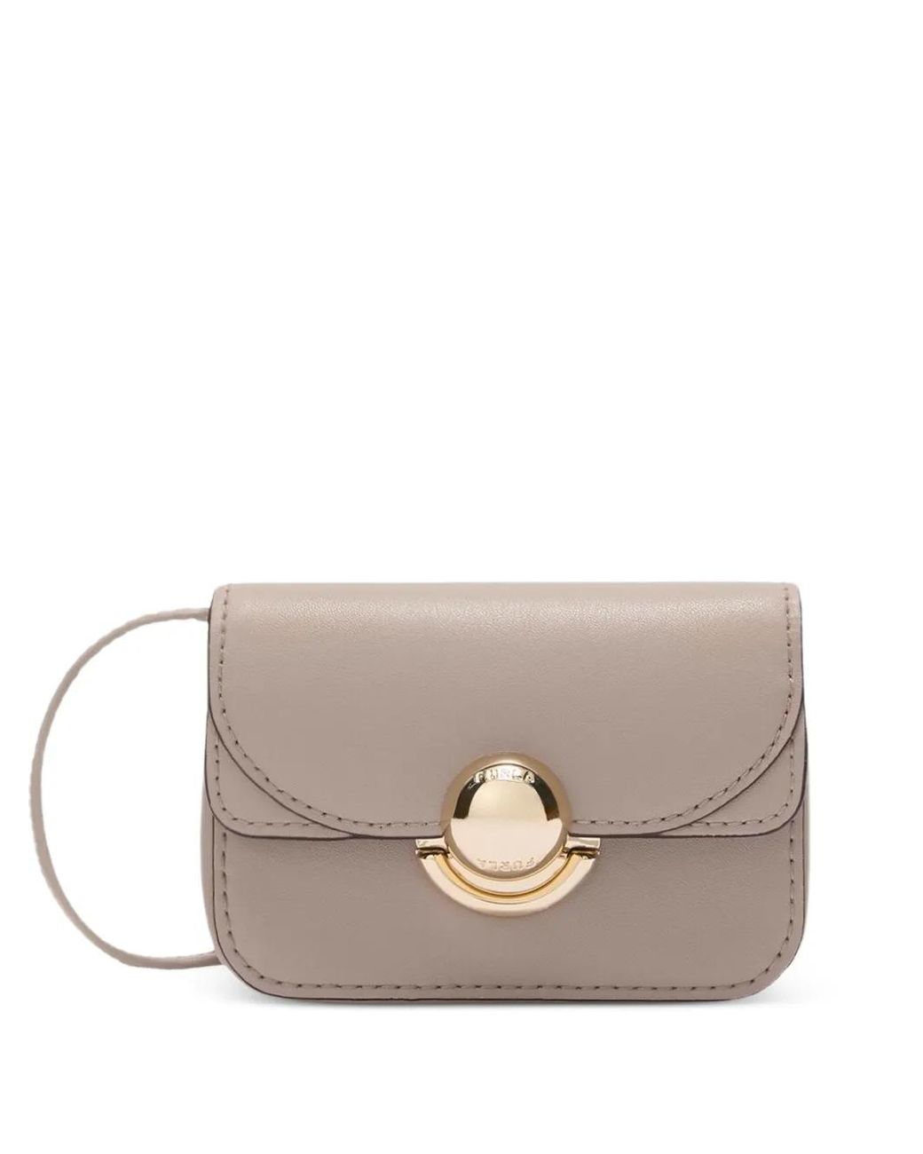 Furla Gray Round Hardware Coin Wallet