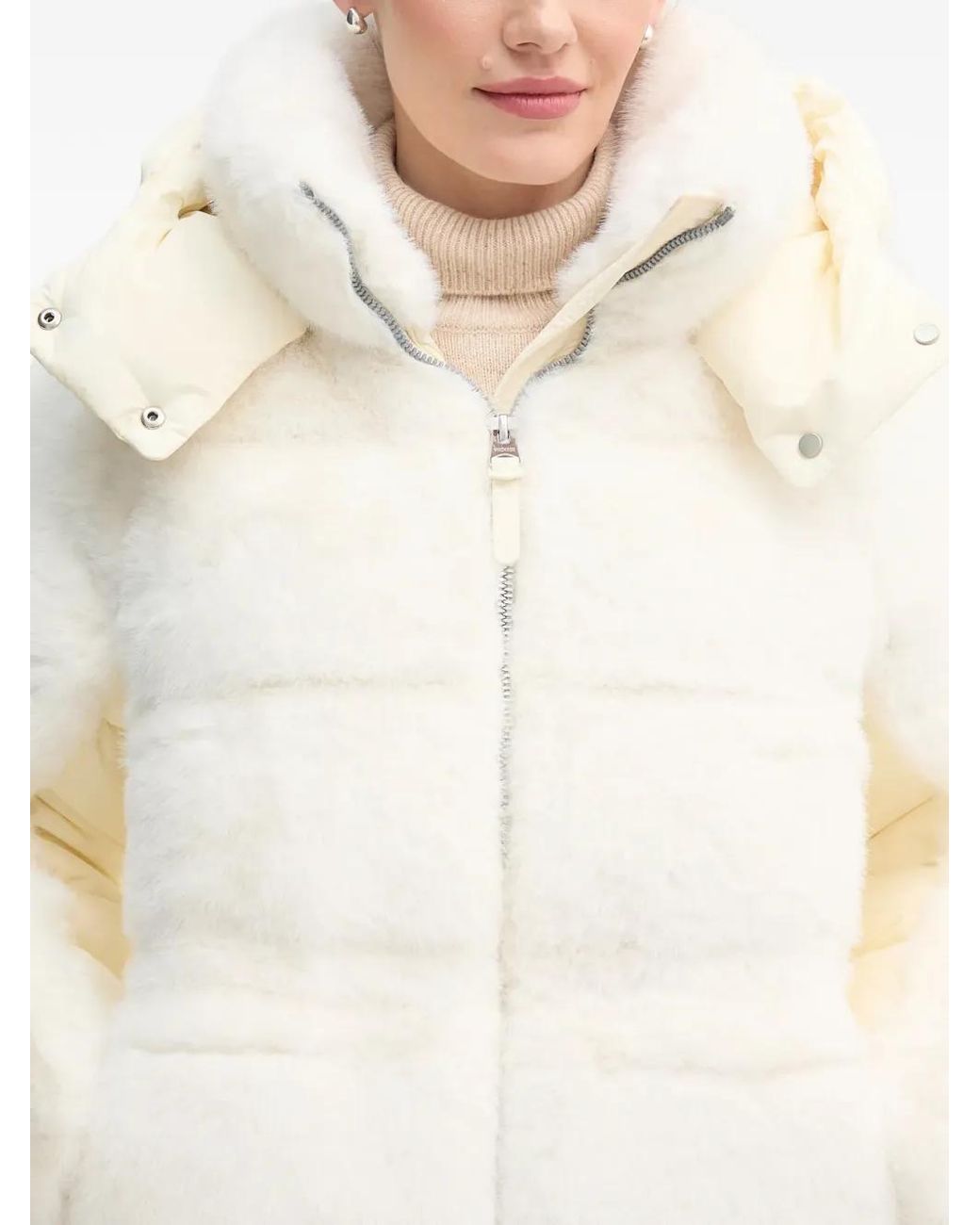 Mackage White Cassidy Hooded Panelled Jacket