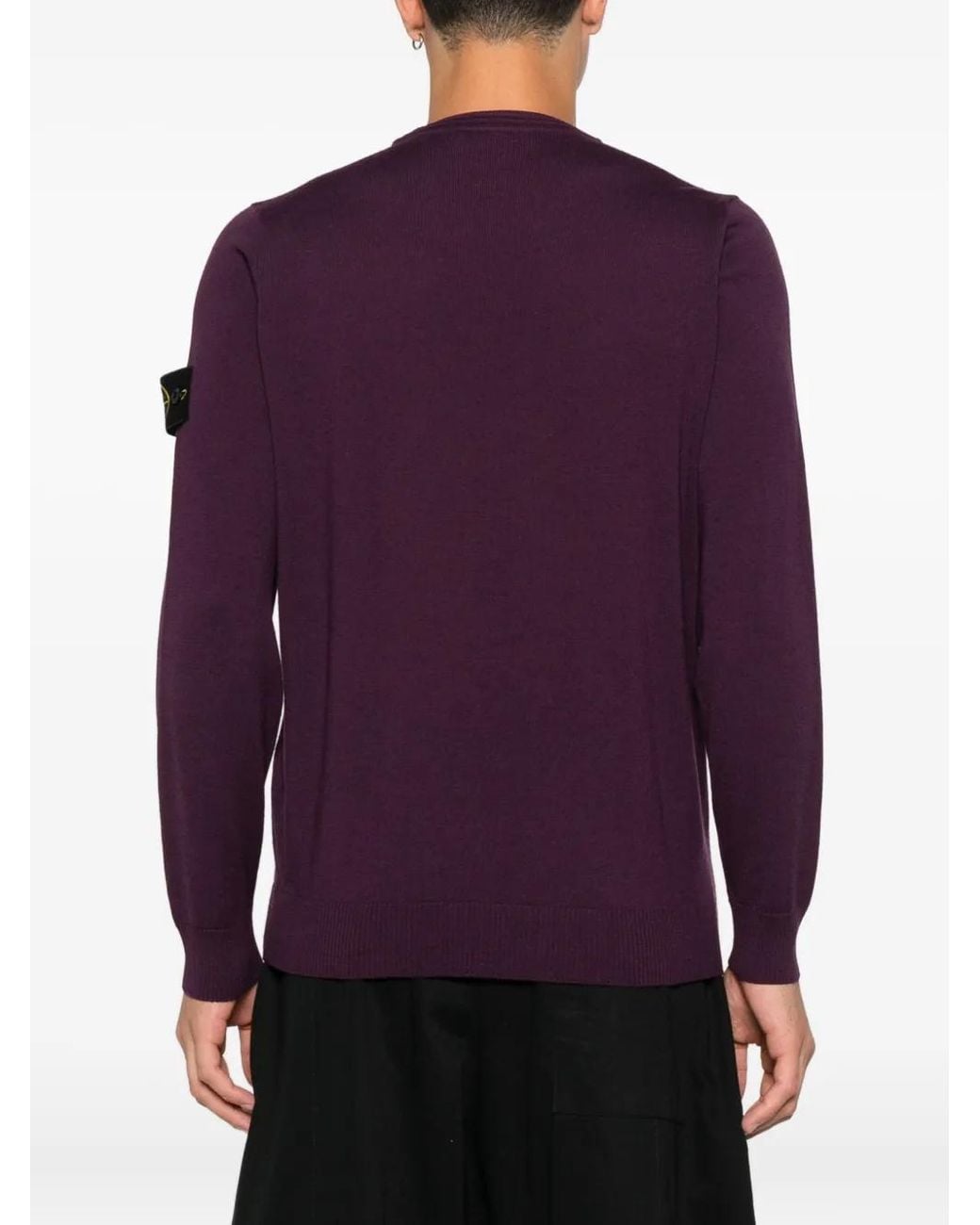 Stone Island Trui Van Scheerwol Met Ronde Hals in het Purple voor heren