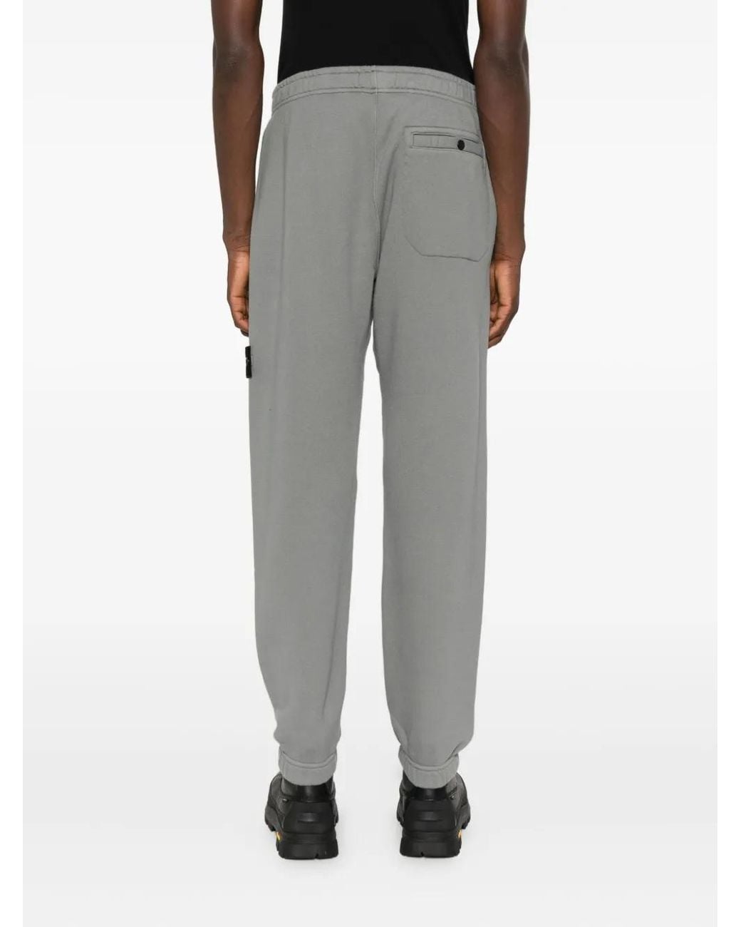 Stone Island Gray Logo-Patch Track Pants for men
