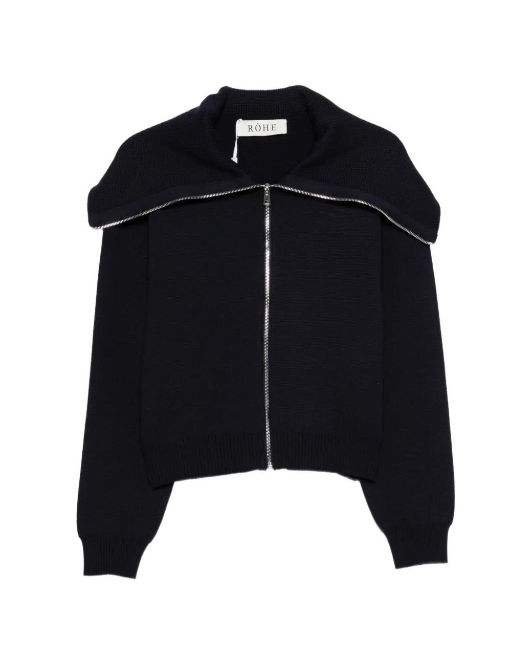 Rohe Black Zip-Up Ribbed-Trim Cardigan