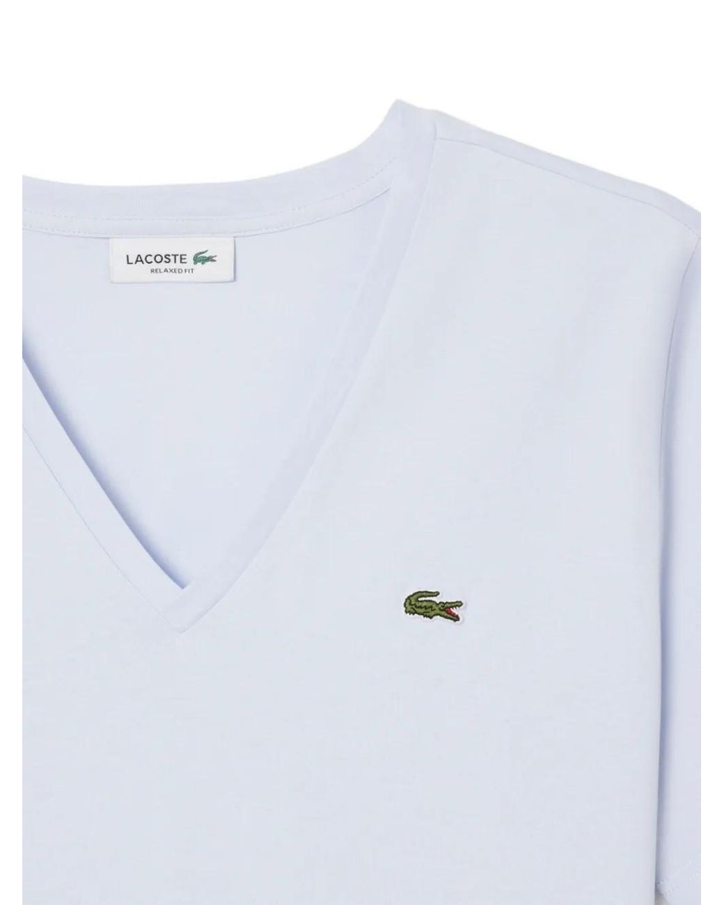 Lacoste White Relaxed Fit Soft Cotton V-Neck T-Shirt