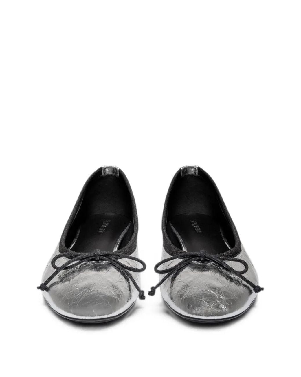 Bernardo White Crinkled-Finish Bow-Detail Ballet Flats