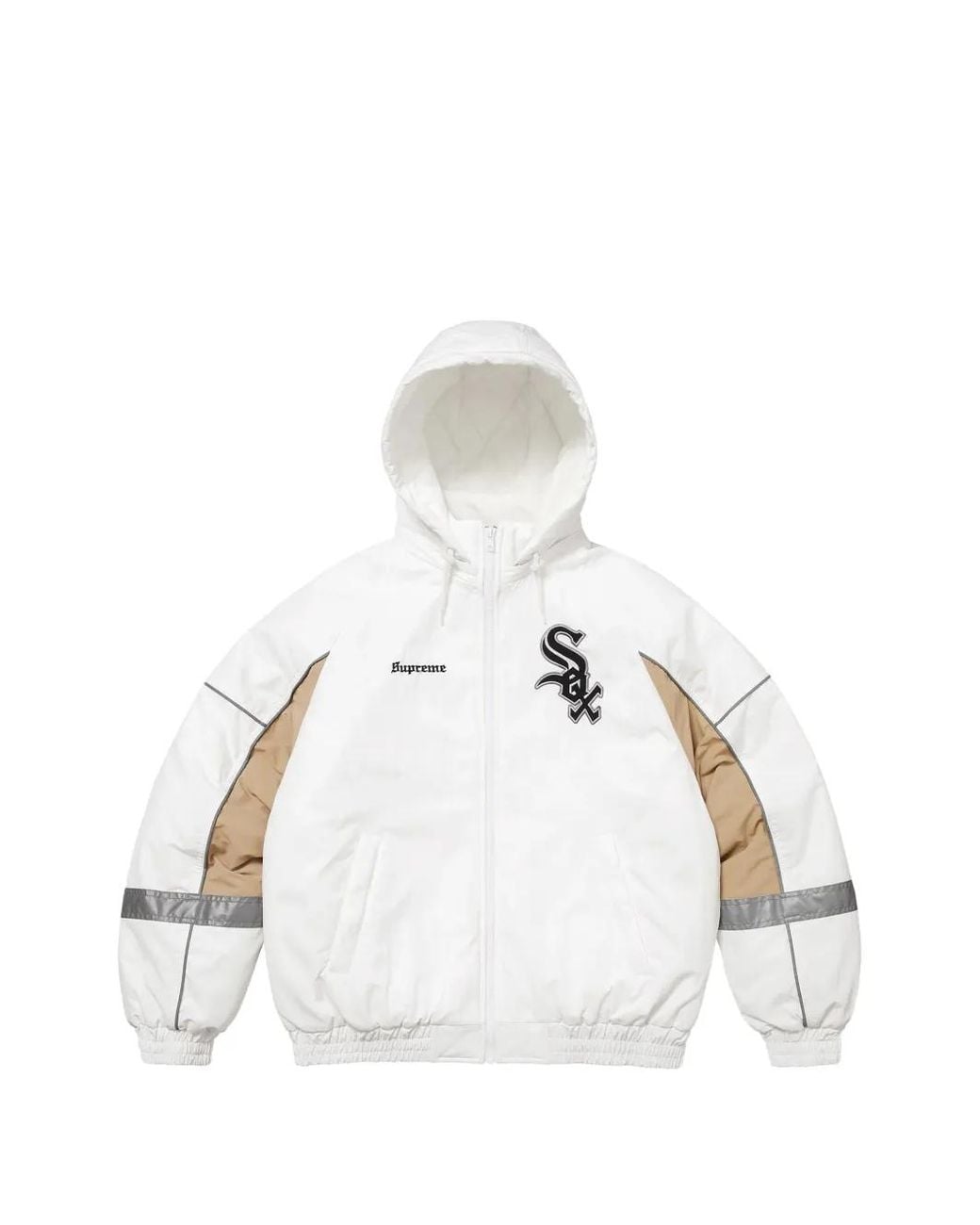 Supreme White X Chicago Sox Stadium Hooded Jacket for men