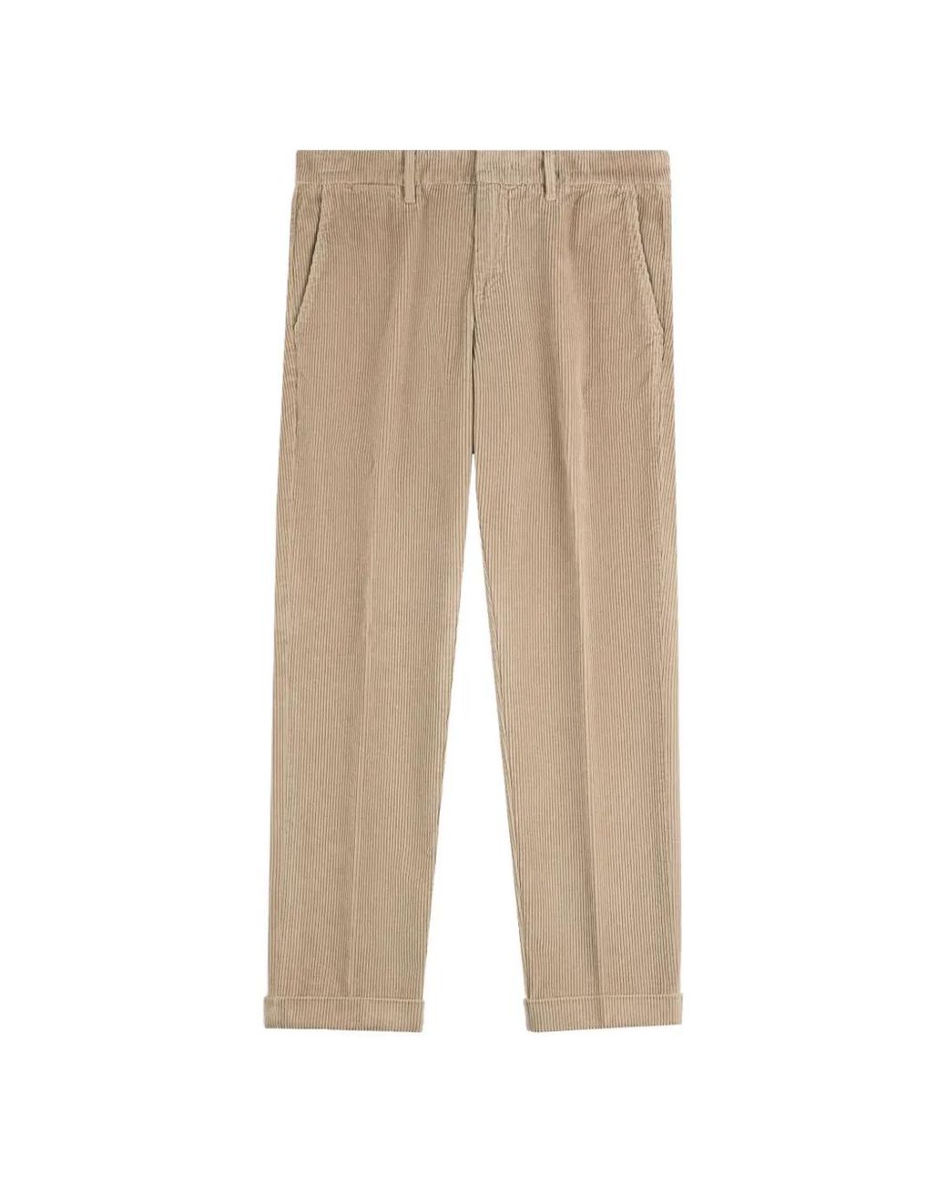 Fay Natural Corduroy Turned-Up Trousers for men