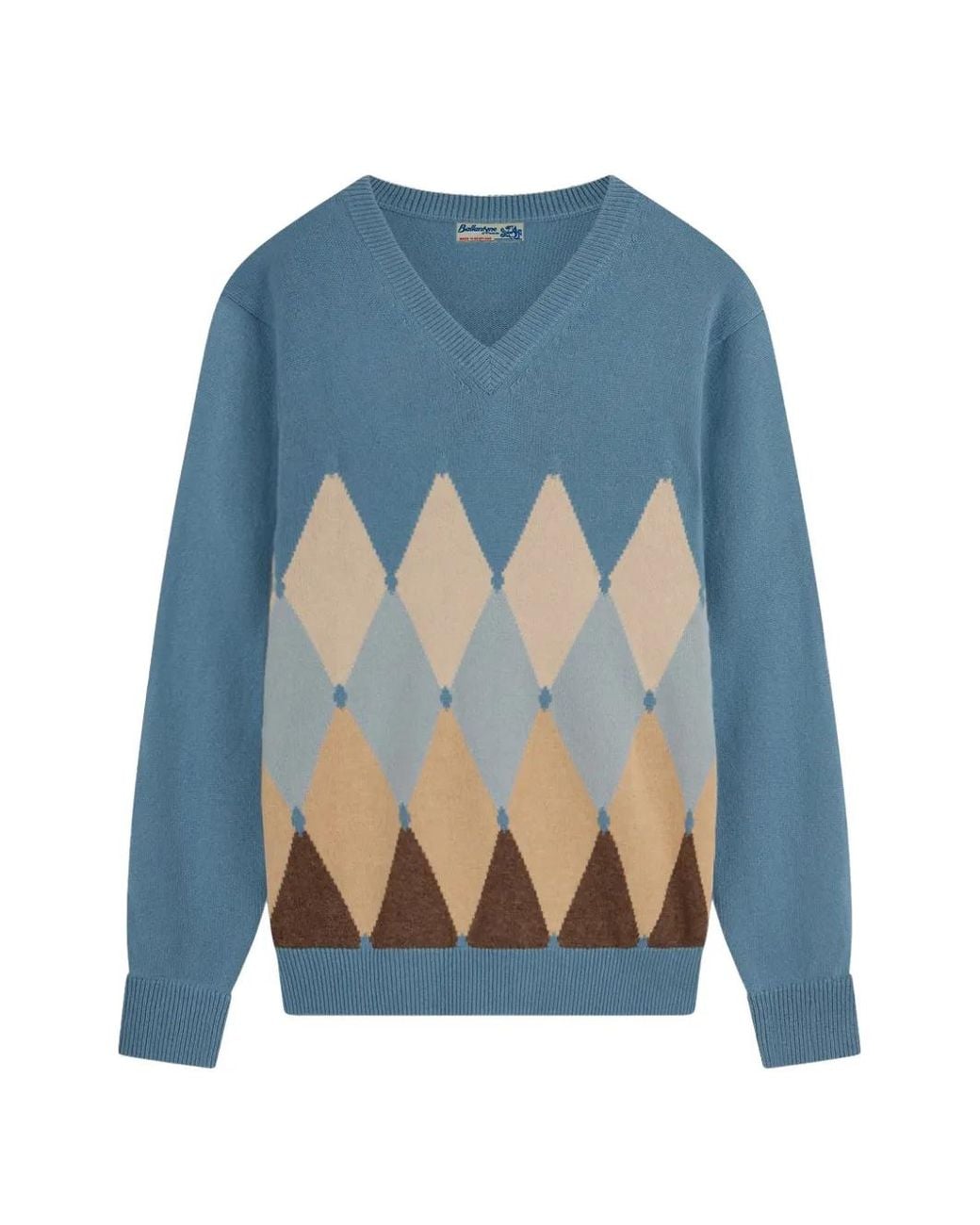 Ballantyne Blue Diamond V-Neck Sweater for men