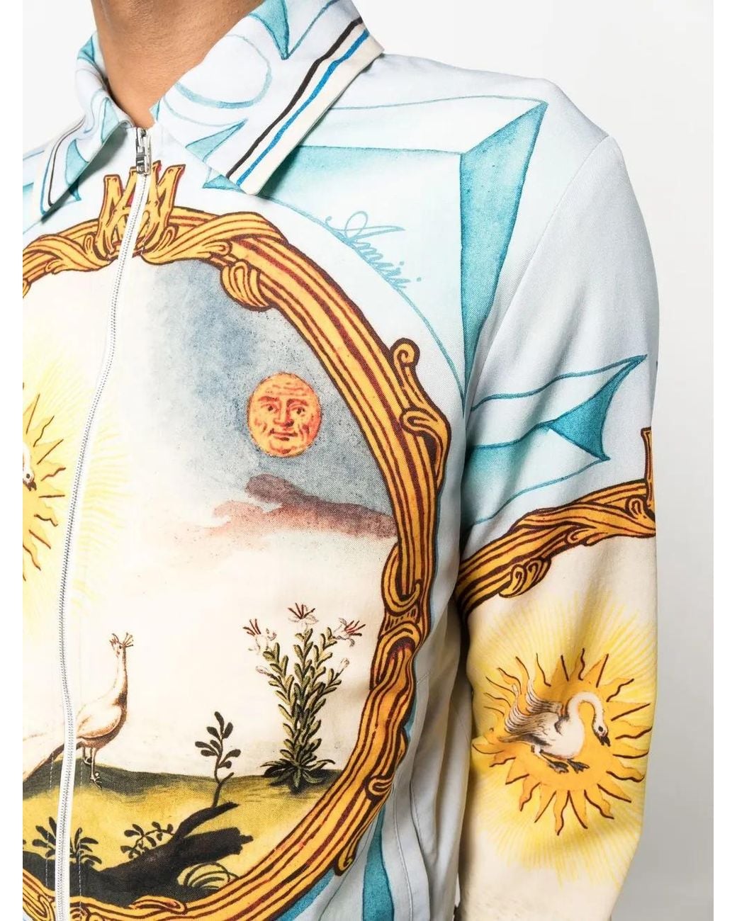 Amiri Blue Landscape Frame Varsity Jacket for men