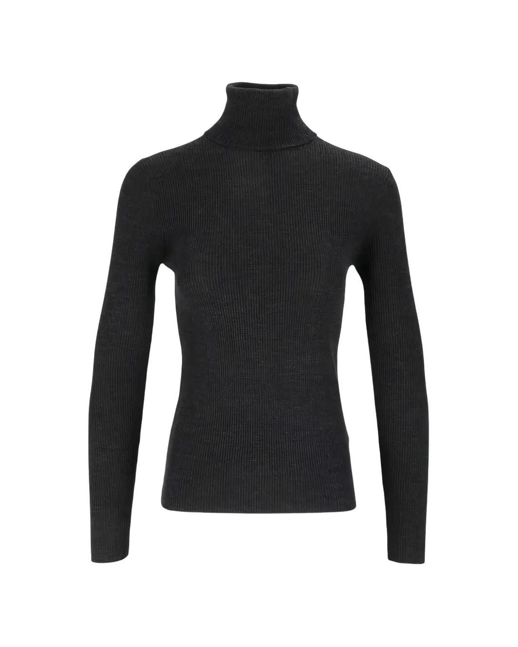 Mc2 Saint Barth Black Pull Côtelé À Col Roulé