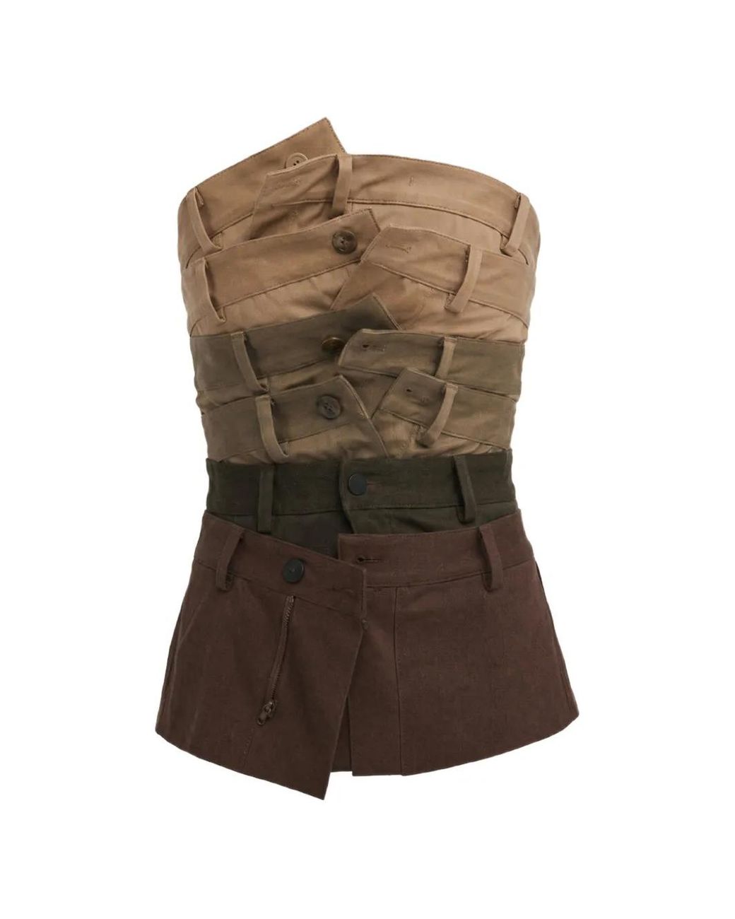 Monse Brown Layered-Waistband Corset Top