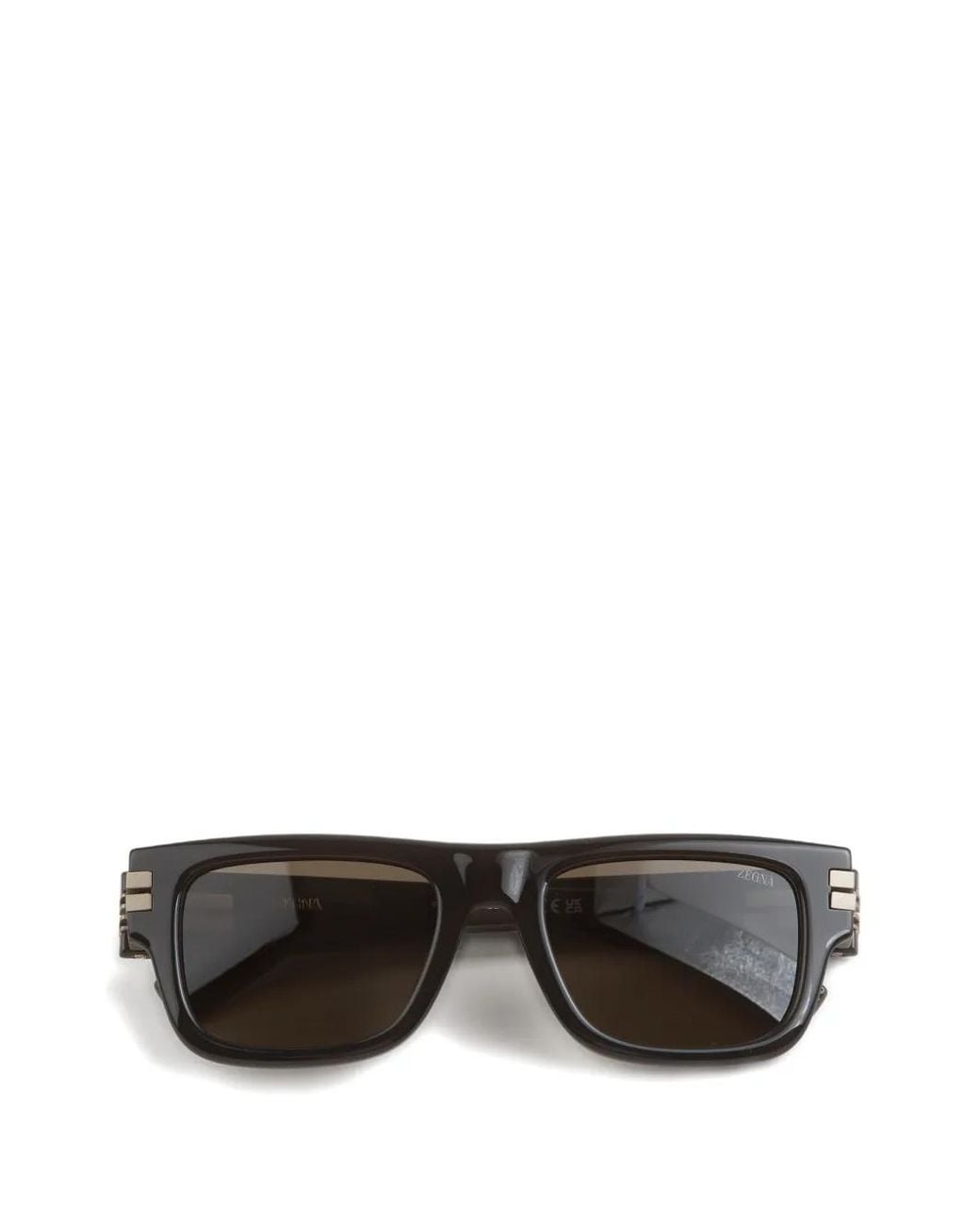 Zegna Gray Stripe-Detail Rectangle-Frame Sunglasses for men