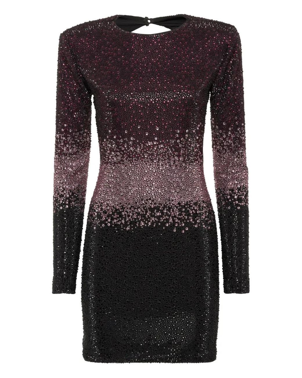 Philipp Plein Black Low-Cut Strass Mini Dress