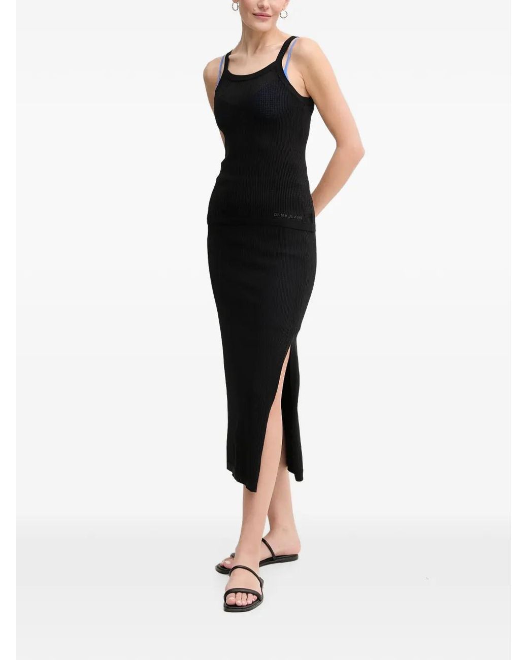 DKNY Black Ribbed Tank Top