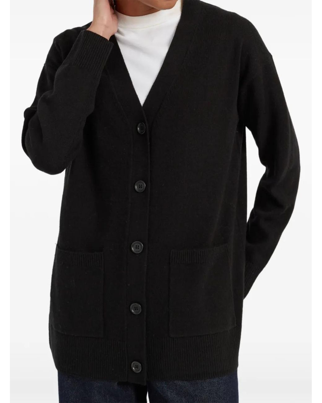 Chinti & Parker Black Button-Up Patch-Pocket Cardigan