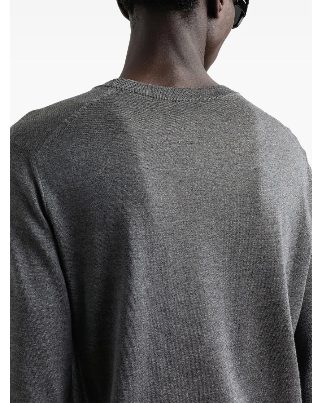 Dolce & Gabbana Gray Silk Round-Neck Sweater With Dg Embroidery for men