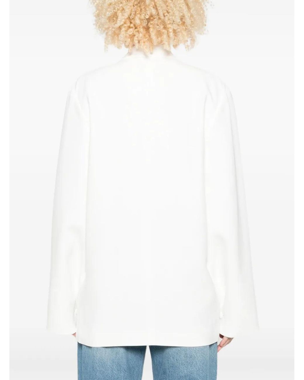 Alberta Ferretti White Single-Button Notched-Lapel Blazer