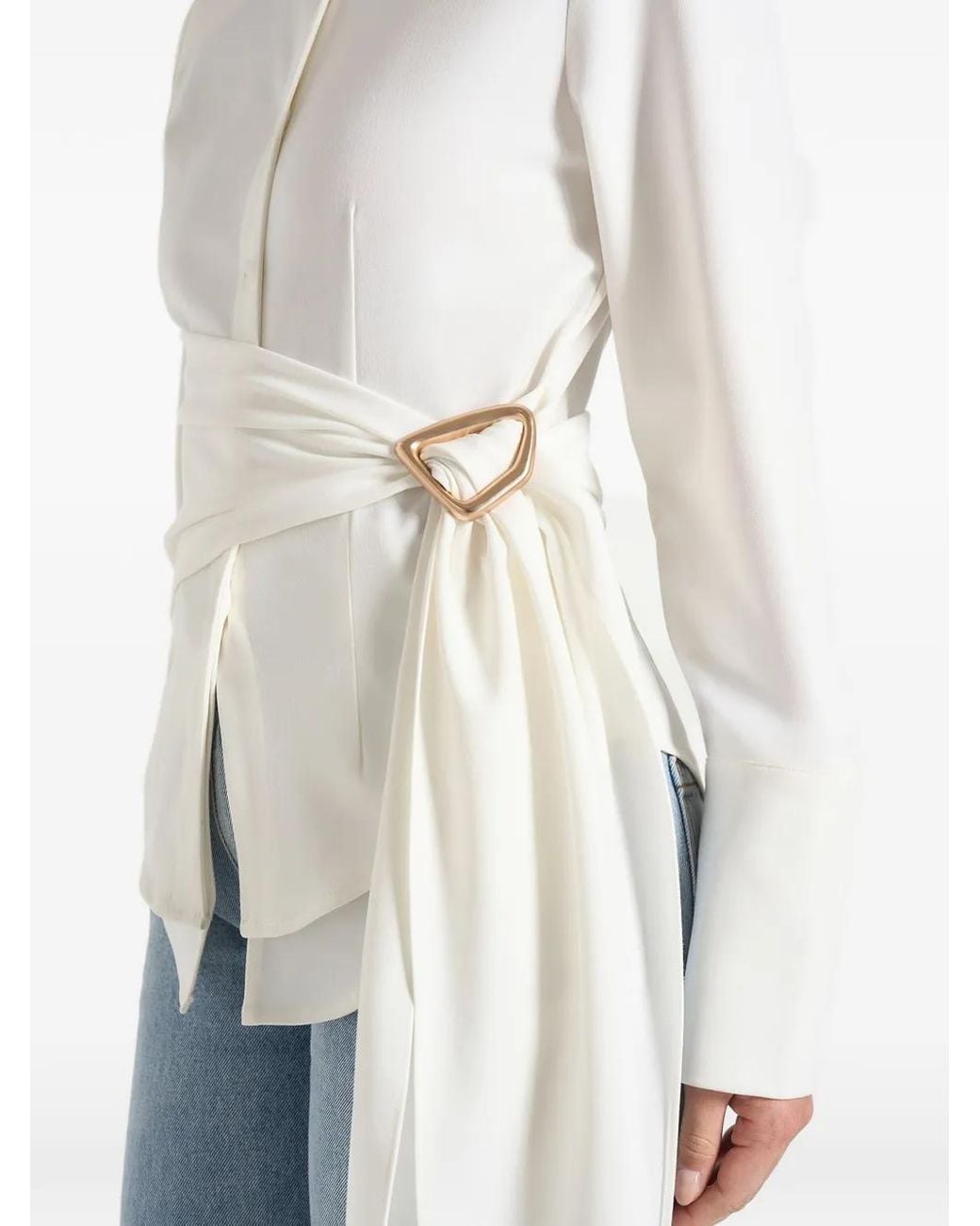 Manière De Voir White Fia Wrap Shirt With Hardware Detail
