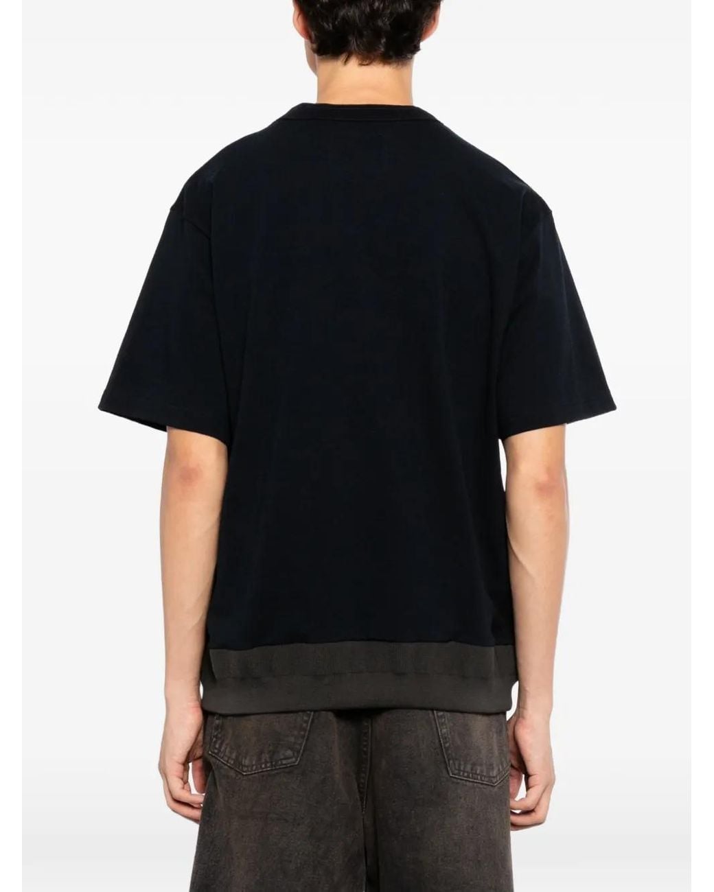 Sacai Black Cotton T-Shirt for men