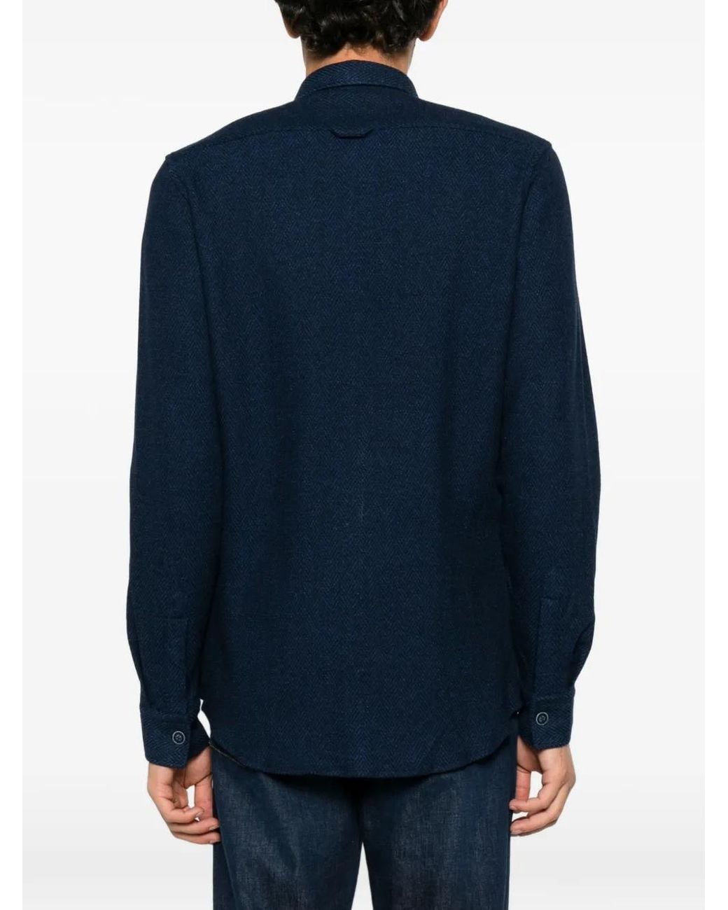 Alberto Gozzi Blue Button-Up Chest-Pocket Shirt for men